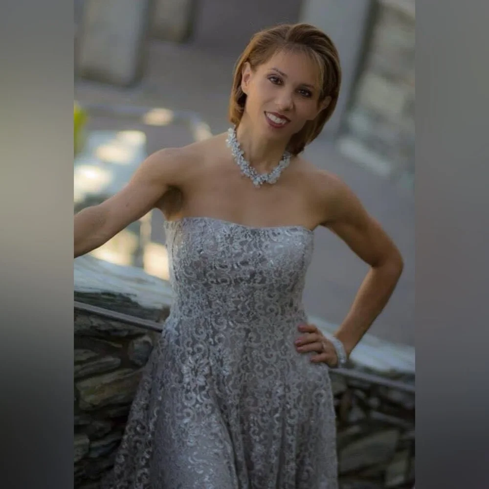 Cache silver strapless dress in size 6 - Picture 2 of 6